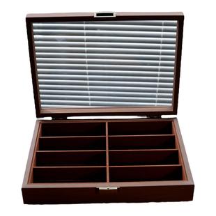 8位黑胡桃木纹眼镜收纳收藏展示盒 家用高档多格墨镜太阳镜收纳盒