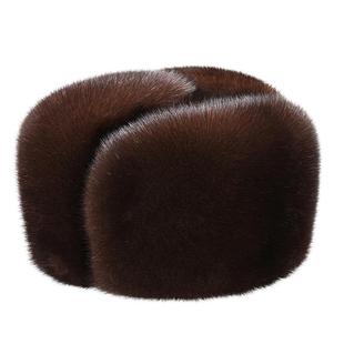 精选水貂皮雷锋帽子男士冬季秋保暖加厚防风护耳户外老年短檐棉帽