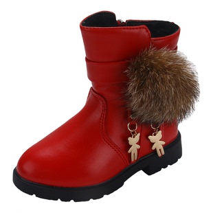 儿童靴加绒大棉女童短靴秋冬季新款时装靴防滑保暖不磨脚女童靴子