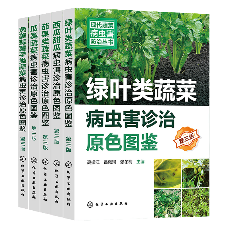 5册 现代蔬菜病虫害防治丛书第三版 葱姜蒜薯芋类蔬菜 绿叶类蔬菜 茄果类蔬菜 西瓜甜瓜 瓜类蔬菜 病虫害诊治原色图鉴 蔬菜防虫害