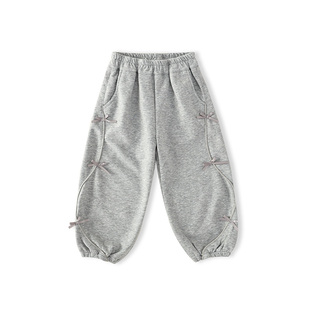 皇室童缘女童卫裤2026春新款儿童蝴蝶结束脚裤中大童休闲裤运动裤