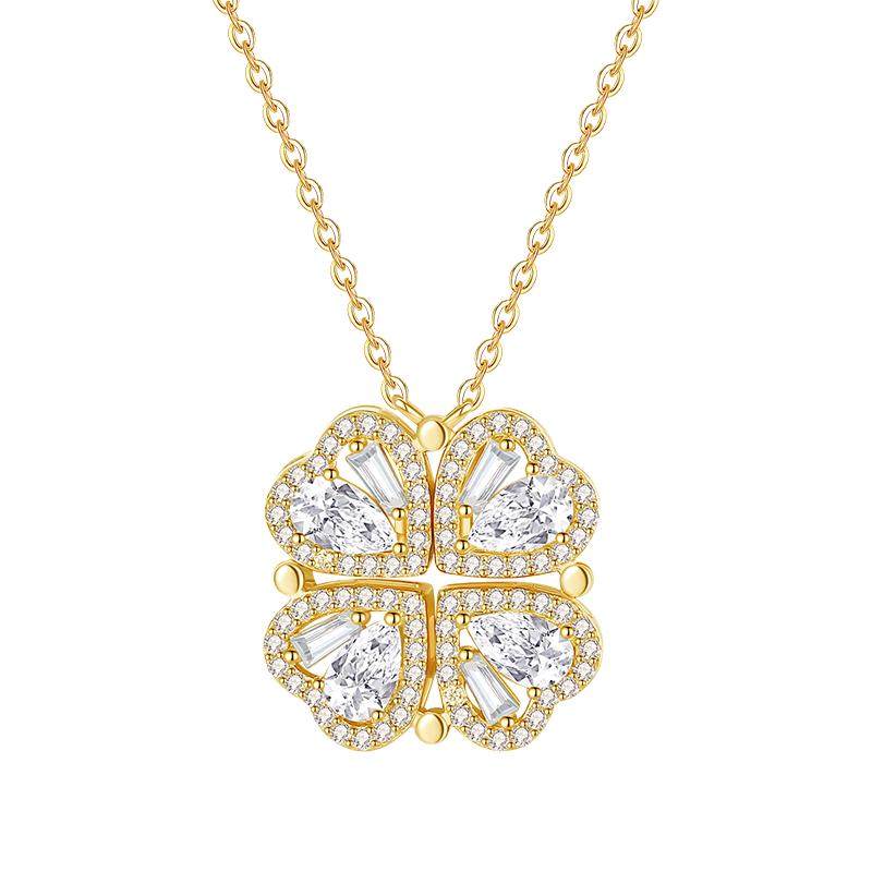 周大生DC四叶草项链轻奢高级感气质锁骨链925纯银套链送女生礼物