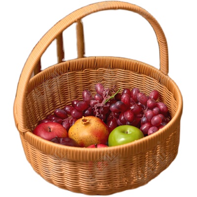 W340圆形手提南瓜篮家用野餐户外家用果蔬食材收纳34.5*14/36