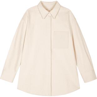 LESS春宽松牛仔衬衫女大口袋拼接百搭长袖衬衣含汗麻2O2210410