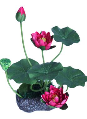 荷花装饰花水池鱼缸造景小摆件