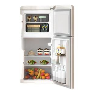 美的小冰箱113升双门双温母婴美妆小型家用复古冰箱冷藏冷冻冰柜