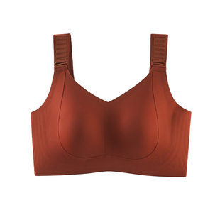 朵凡妮提拉内衣女大胸显小收副乳聚拢防下垂棕红色文胸全罩杯薄款