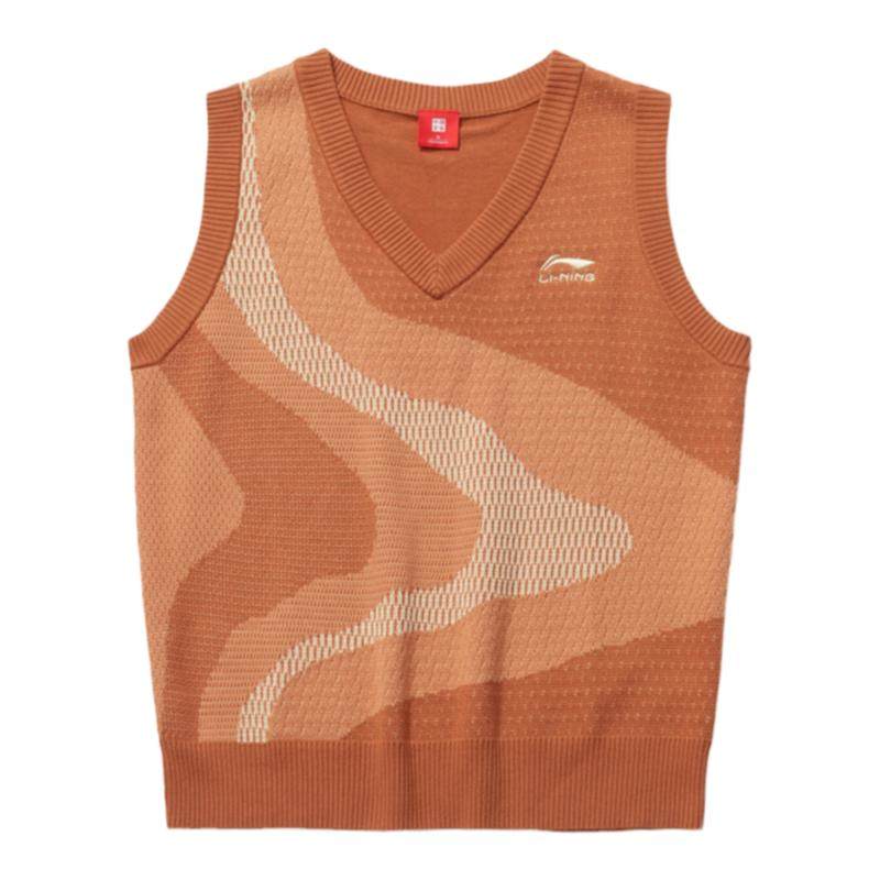 李宁正品新款女子运动休闲时尚潮流百搭针织V领马甲背心AMVR002