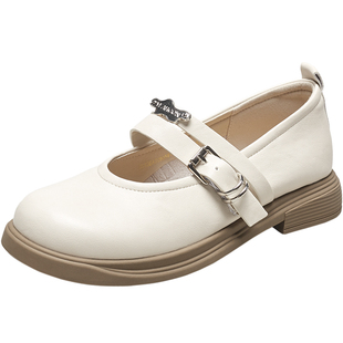 意尔康玛丽珍单鞋女款2026春季款平底浅口乐福鞋软底通勤小皮鞋