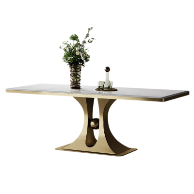 天然大理石奢石餐桌长方形高级感