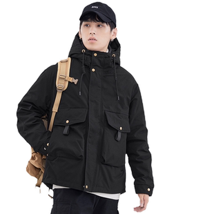 HomePanda连帽羽绒服男冬季新款工装高端潮牌保暖加厚面包服外套