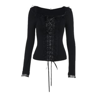 Wannathis亚文化黑色长袖上衣辣妹穿搭哥特T恤亚比y2k半身裙套装