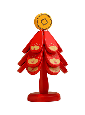 高级感发财树隔热垫摆件实木防烫