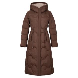 简爱诺冬季咖色90白鹅绒外套加厚保暖中长款连帽羽绒服J2470044YR
