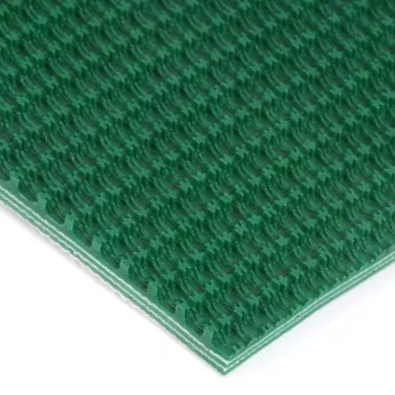 绿色PVC草花纹防滑爬坡输送带 全自动封箱机防跑偏输送带