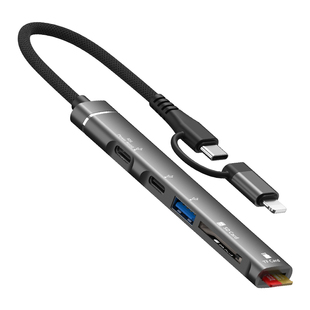 适用苹果拓展坞lightning/typec手机17ipone平板iPadpro otg转接头外接U盘硬盘读卡器充电转换头接口键盘鼠标