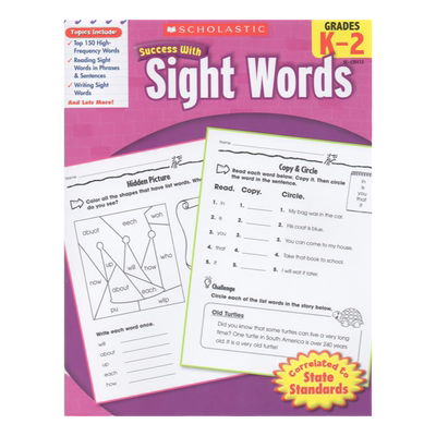 常见字 学乐成功系列 Scholastic Success with Sight Words Grade K-2 小学生家庭练习册 英文原版