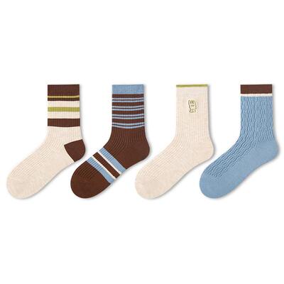 复古条纹羊毛袜女保暖