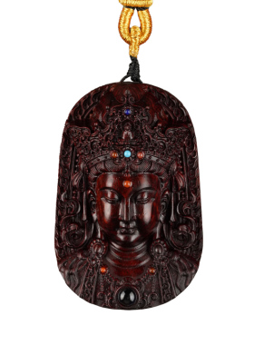 男女款紫檀木众宝观音菩萨吊坠