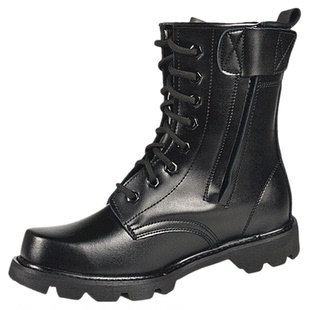 户外靴子男皮靴钢头钢底羊毛登山鞋秋冬季侧拉链加绒高帮保安棉鞋