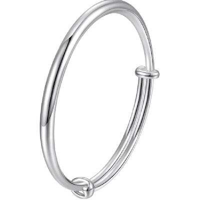 梦金园光面素圈推拉调节款银手镯