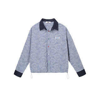 PCMY巴恩风潮牌衬衫外套miu系格纹蓝色满印衬衣2026春季新款长袖