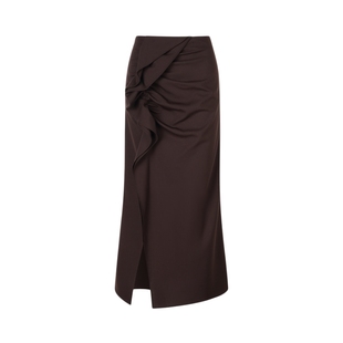 LYNEE【绽放】花式解构半裙女绵羊毛混纺不规则捏褶开衩半身裙子