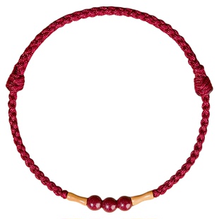 普陀山朱砂竹节桃木手串上岸转运珠编织手绳脚链本命年桃木红绳