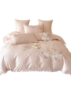 送抱枕！少女心猫咪天丝棉四件套