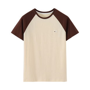 100%新疆长绒棉男士睡衣上装夏季短袖圆领宽松家居服可外穿春秋夏