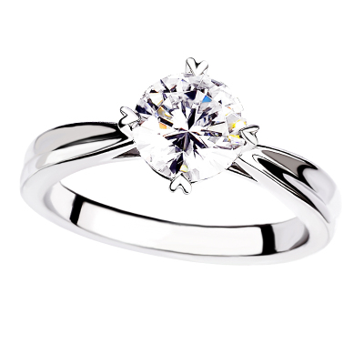 IGI培育钻石戒指18K金宽臂四爪女