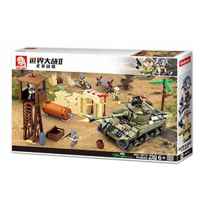 二战拼装积木玩具男孩二次大战阿拉曼战役英德军枪战坦克北非模型