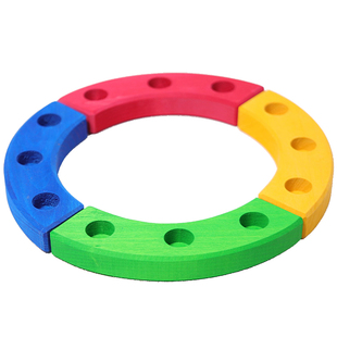 Grimm's 木制生日圆环蜡烛台玩具Grimms节日纪念日拍照装饰摆件