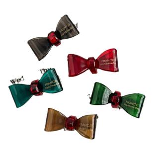 HAND MADE FRANCE小金标韩国撞色蝴蝶结八字刘海发夹侧边夹子女