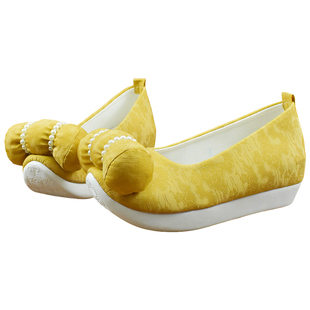 锦袍仙古风汉服鞋子女增高小枕头厚底云头古装翘头履布鞋婚鞋登云