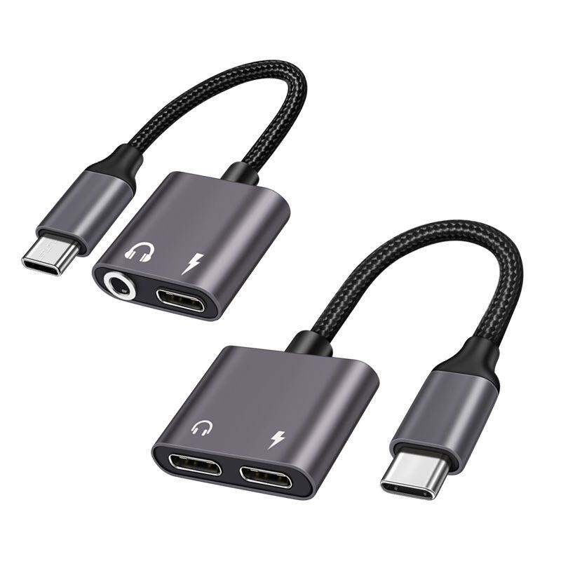 适用红米note10pro耳机转接头线vivos17充电听歌游戏二合一转换器