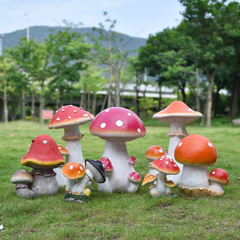 户外仿真蘑菇植物玻璃钢园林景观雕塑小品花园庭院幼儿园装饰摆件