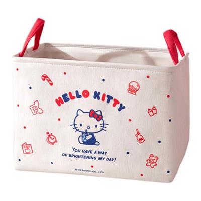 三丽鸥helloKitty联名帆布折叠收纳筐桌面家用可爱玩具手提篮子女