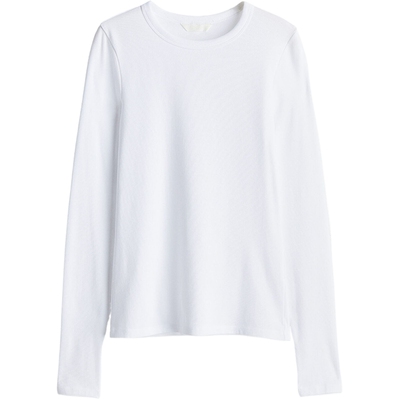 HM女装T恤春季修身圆领休闲舒适打底衫内搭长袖潮流上衣1254718