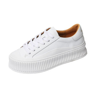 全牛皮~厚底内增高小白鞋女2026新款休闲板鞋真皮松糕韩国饼干鞋