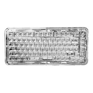 F81机械键盘客制化三模全透明键帽女生办公家用静音键盘电竞键盘