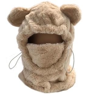 帽子女秋冬季围脖口罩一体遮脸防风防寒保暖毛绒东北滑雪护耳冷帽