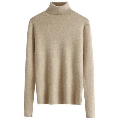 高领羊毛衫女秋冬修身内搭加厚长袖保暖毛衣黑白色打底针织衫上衣