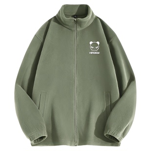 Hipanda你好熊猫430g复合摇粒绒重磅立领外套2025冬新款加厚夹克