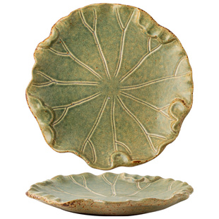 巷子尾〖每款都好看〗复古粗陶点心碟茶点盘花形陶瓷寿司碟子壶承