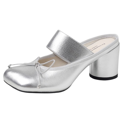 增高7cm蝴蝶结玛丽珍粗跟凉鞋