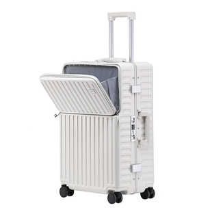 日系usb充电接口前开口铝框拉杆登机箱带杯架旅行箱男女行李箱子