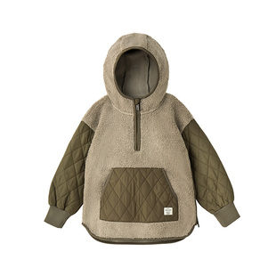 丹麦MINI A TURE童装秋冬新品男童保暖菱格摇粒绒上衣卫衣