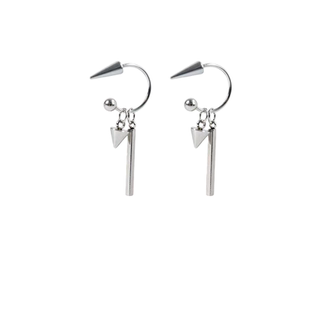 双坠圆锥长棍马蹄耳钉2026新款小众设计高级感耳环耳骨钉耳饰品