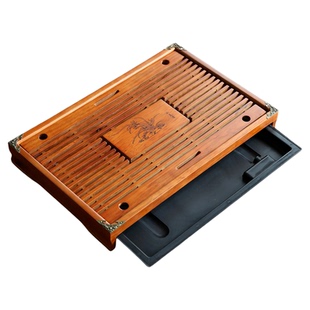 新国标双层茶盘乌龙茶茶艺托盘储水排水茶台木制盘茶海考试培训盘